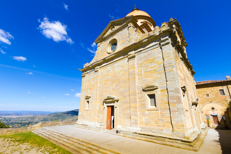 The church of Santa Maria Nuova (New St. Mary) near the walls of Cortona, in Tuscany, Italyの写真素材