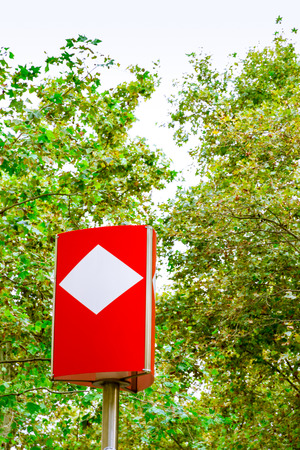 Trees and subway sign in the Rambla in summer in Barcelona, Spainの写真素材