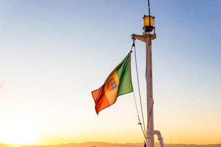 Piombino channel crossing with ferry boat in summerの写真素材