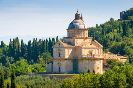 San Biagio is a Renaissance Greek cross central plan church outside Montepulciano, Tuscany, Italyの写真素材