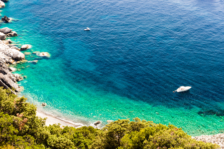 Elba island crystal sea water in the west coast in summer, Italyの写真素材