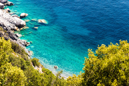 Elba island crystal sea water in the west coast in summer, Italyの写真素材