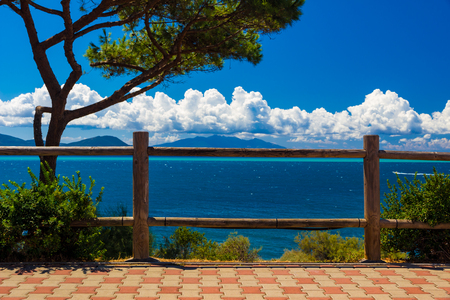 Tropical-like sea and sky in Italy in summerの写真素材