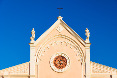 Nativita Beata Vergine Maria (Nativity Blessed Virgin Mary) Church in summer in Portoferraio, Italyの写真素材
