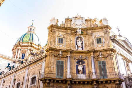 Quattro Canti, (Piazza Vigliena), is a Baroque square in Palermo, Sicily, southern Italy.の写真素材