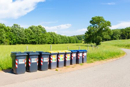 Grosseto, Italy - May 23, 2019: Separate collection of household waste in action in the beautiful tuscan countrysideのeditorial素材