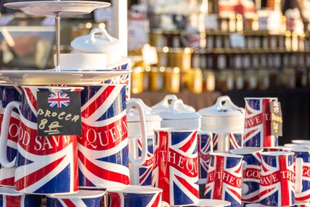 Follonica, Italy - March 23, 2019: market stall at 'Squares of Europe" fair in a sunny spring afternoonのeditorial素材