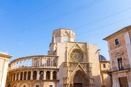 Valencia, Spain. The Metropolitan CathedralâBasilica of the Assumption of Our Lady of Valencia in the afternoon in summerの写真素材