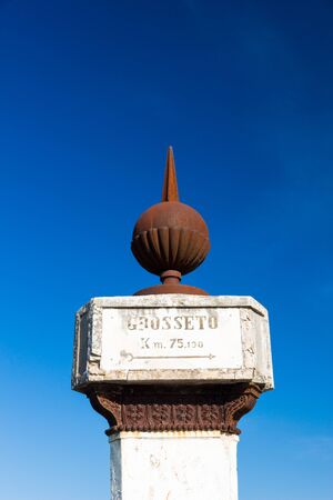 The Montarrenti column is a 1840 road sign built by Leopold II, Grand Duke of Tuscany, Italyの写真素材