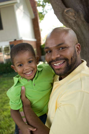 African American father and his little boy.の写真素材