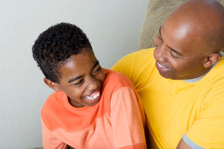 African American father and sonの写真素材