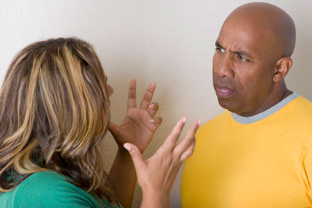 Unhappy couple arguing and having relationship problems.の写真素材