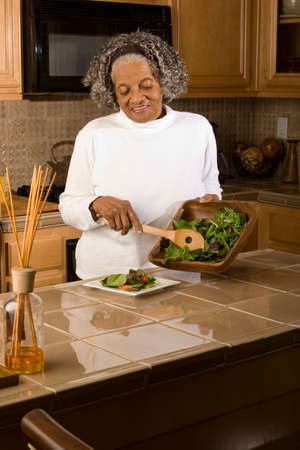 Portrait of an elderly African American woman at home.の写真素材