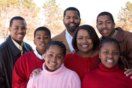 Portrait of an African American family and their children.の写真素材