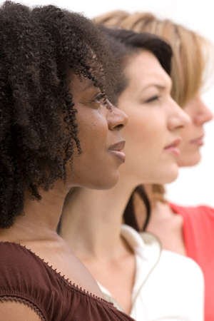 Diverse group of woman isolated on white.の写真素材
