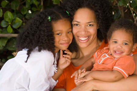 Loving African American parents and their children.の写真素材