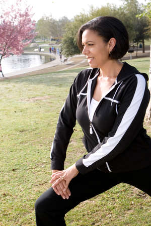 Fit mature African American woman getting healthy.の写真素材
