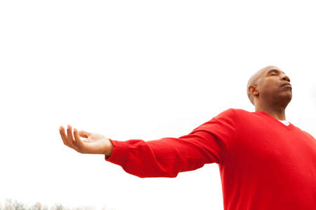 African American man with open arms.の写真素材