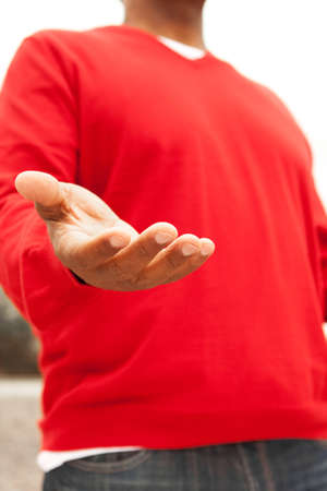 African American man with open arms.の写真素材