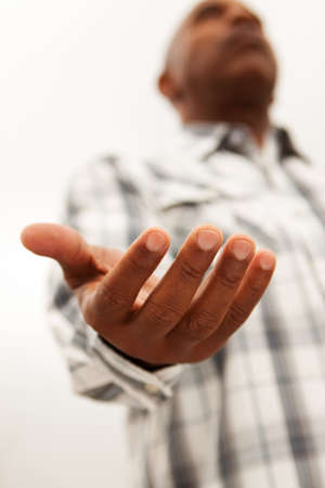 African American man with open arms.の写真素材