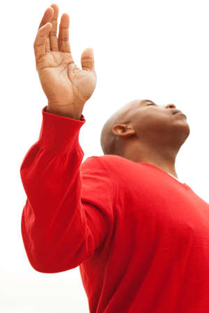 African American man with open arms.の写真素材