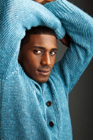 Fashionable African American man smiling.の写真素材