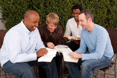 Mens Group Bible Study. Multicultural small group.の写真素材