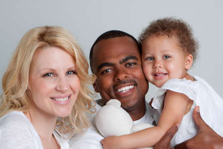 Biracial Family Smilingの写真素材