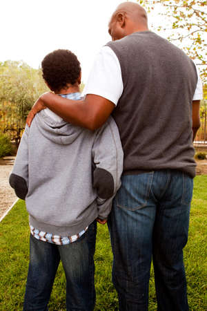 African American father parenting his son.の写真素材