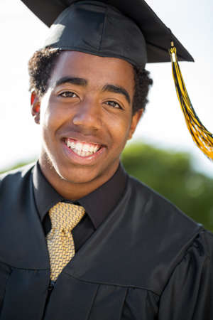 African American young man at his graduation.の写真素材