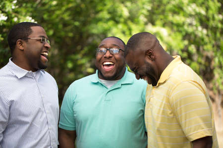 Brothers laughing and talking.の写真素材