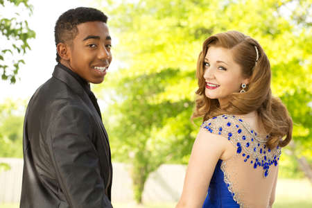 Young teens getting ready for the prom.の写真素材