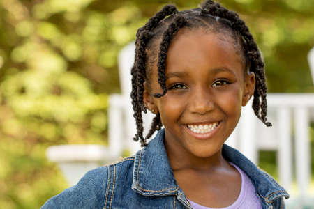 Cute African American little girl.の写真素材