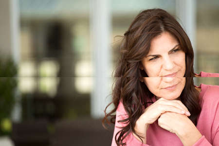 Depressed middle age woman.