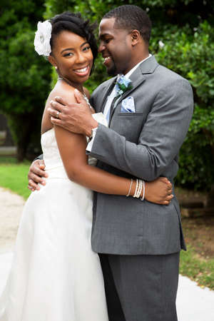 African American bride and groom.の写真素材