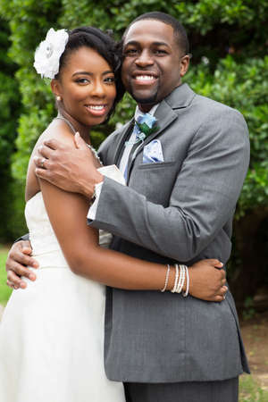 African American bride and groom.の写真素材