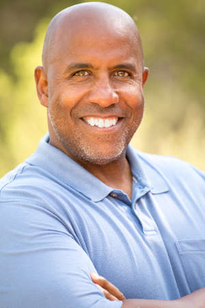Mature African American man smiling.の写真素材