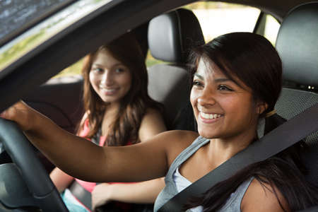 Friends driving taking a road trip.の写真素材