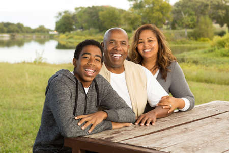 Happy Family Outside.の写真素材