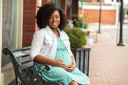 Protrait of a pregnant African American woman.の写真素材