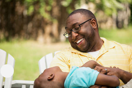 Father hugging his his son.の写真素材
