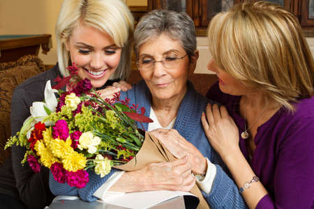 Celebrating mom and grandmother.の写真素材