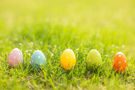Easter egg background with copy space.の写真素材