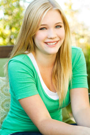 Young teen girl outside.の写真素材