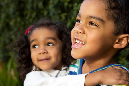 Hispanic brother and sister.の写真素材