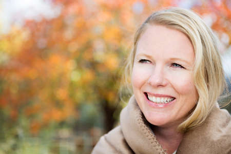 Beautiful happy blinde woman smiling.の写真素材