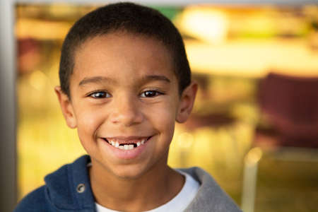 Happy little boy at school.の写真素材