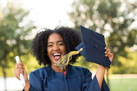 Confident African American woman at her graduation.の写真素材