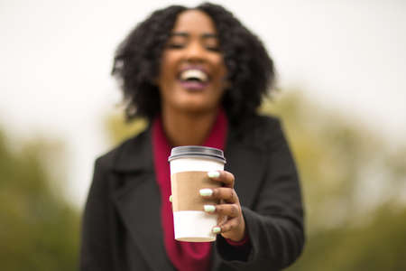 Beautiful Confident African American Woman Smiling Outsideの写真素材