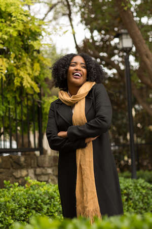 Beautiful Confident African American Woman Smiling Outsideの写真素材
